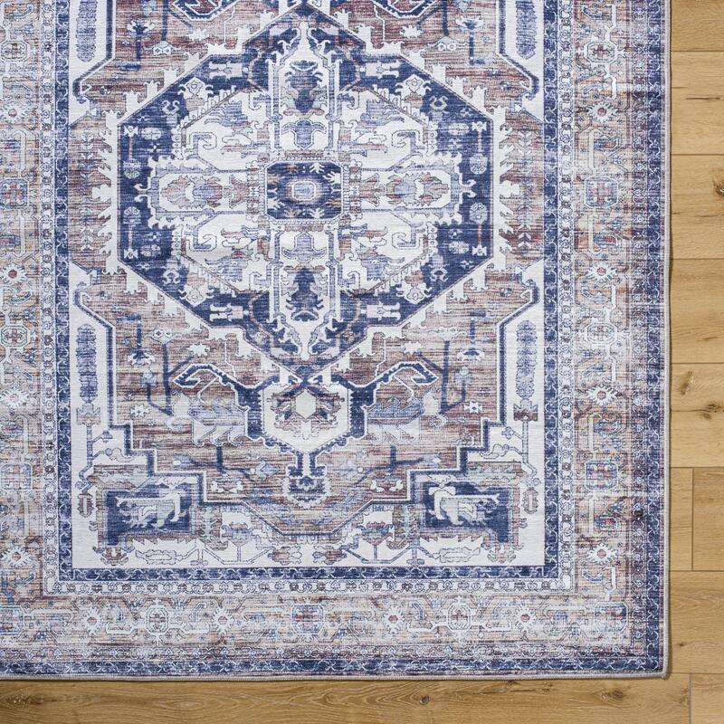 Livabliss Traditional Georgina Medallion Washable Area Rug