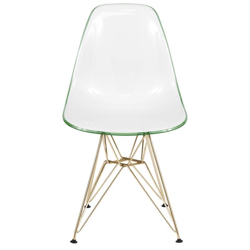 Crescro Set of 4 Acrylic Dining Banquet Side Chair in Gold Stainless Steel Frame for Indoor Outdoor Home Office & Kitchen