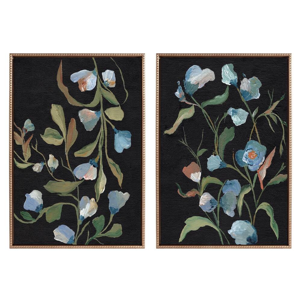 Sylvie Beaded Foliage I and III Framed Canvas Set by Nikita Jariwala