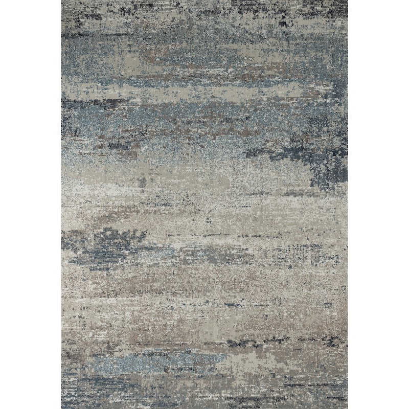 Trellis Navy Blue Abstract Indoor/Outdoor Rug - 5'3" by  7'6''