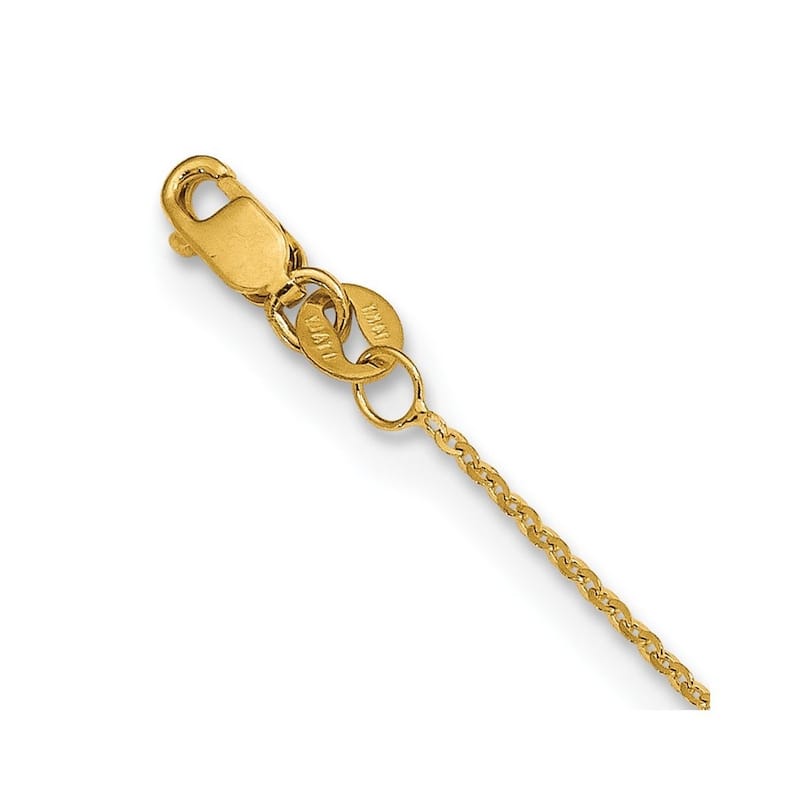 Curata 14k Italian Yellow Gold 2mm Polished and Brushed Fancy Bead Necklace, 36"