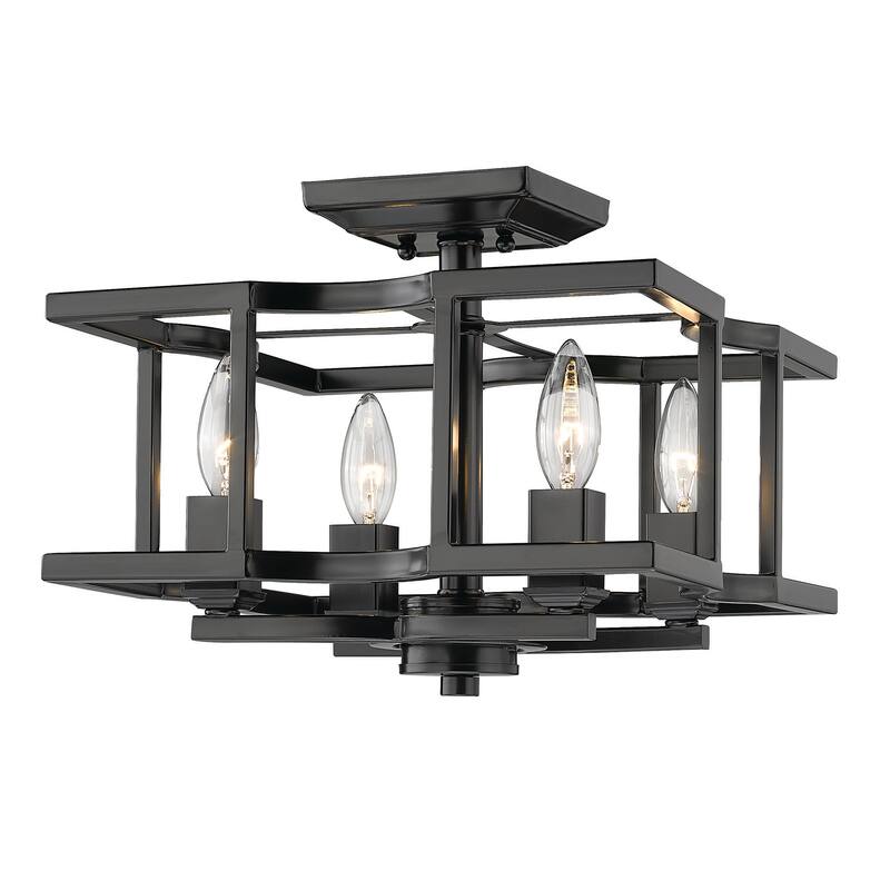Golden Lighting Bellare 4 Light 13" Wide Semi-Flush Ceiling Fixture - Matte Black