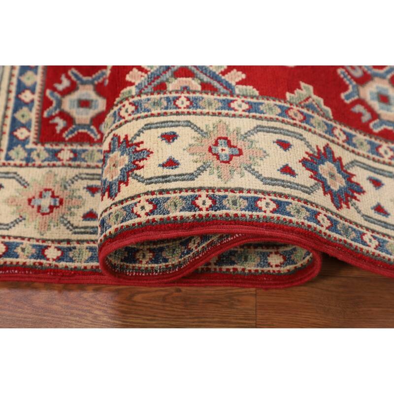 Red Kazak Foyer Rug Hand-Knotted Wool Carpet - 3'5" x 4'9"
