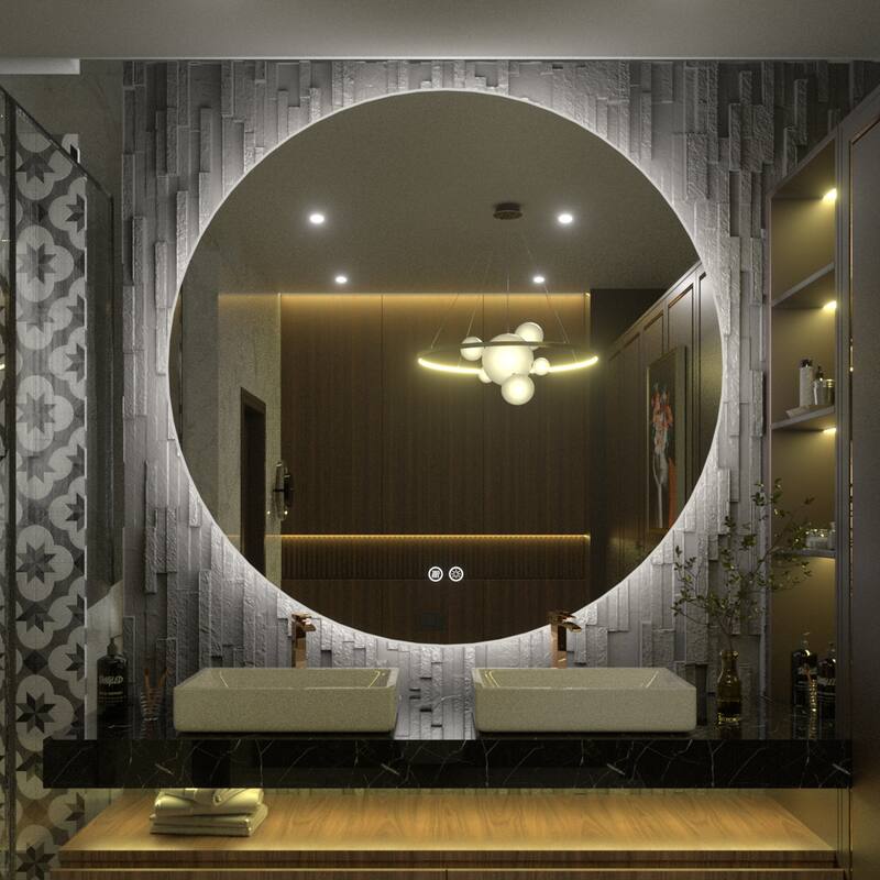 KIOTEE Round Backlit LED Lighted Anti-Fog Bathroom Vanity Mirror with ETL and 3-Year Warranty - 40"x 40"