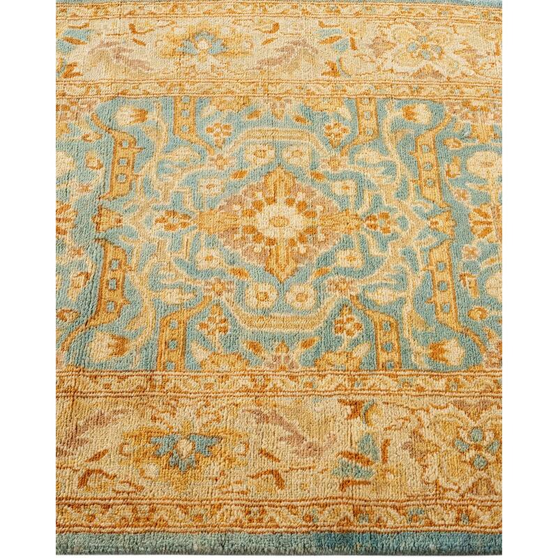 Overton Hand Knotted Wool Vintage Inspired Traditional Ottoman Blue Runner Rug - 2' 5" x 11' 4"