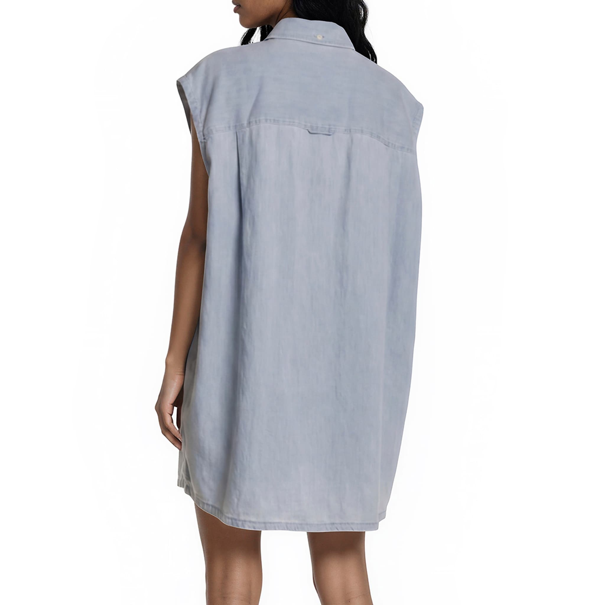 prada denim shirt dress Prada Women's Oversized Organic Denim Shirt - Blue