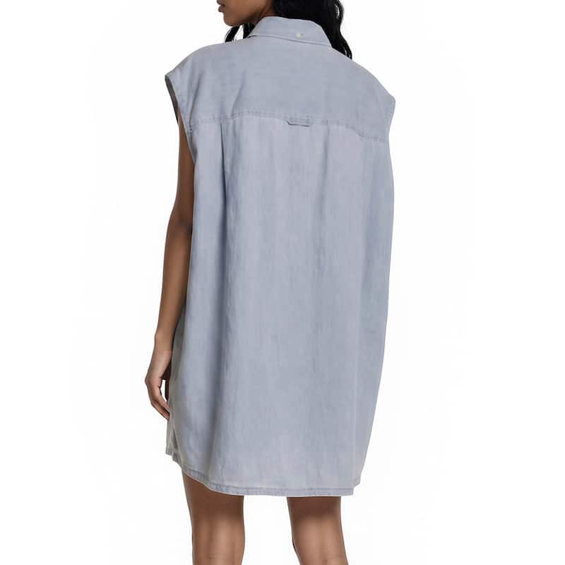 denim dress prada Prada Women's Oversized Organic Denim Shirt - Blue