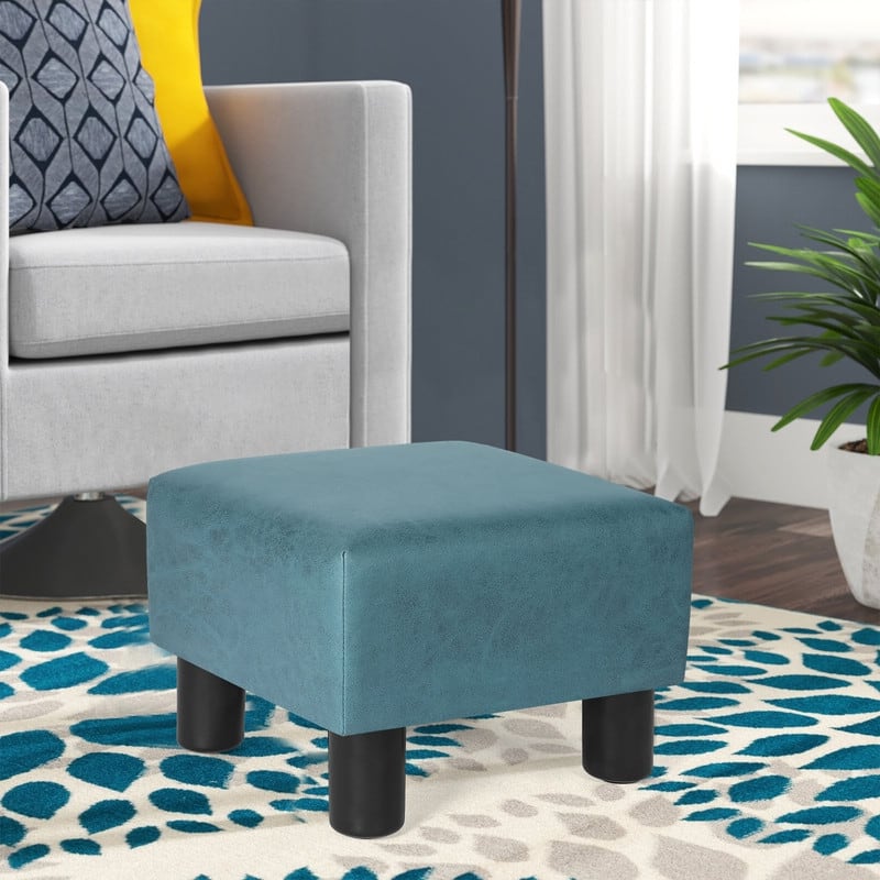 Adeco Footrest Small Square Ottoman Fabric Modern Seat Chair Footstool
