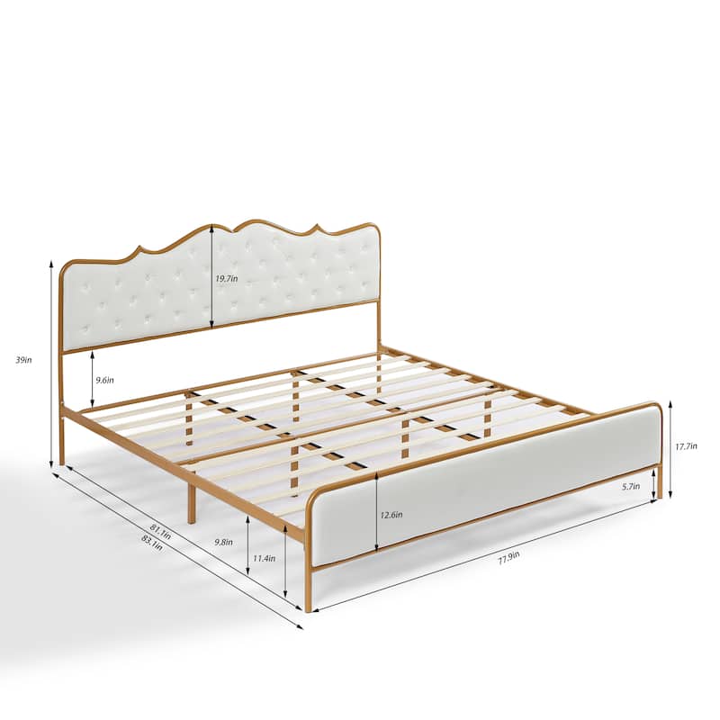Full Queen King size metal frame bed bedroom