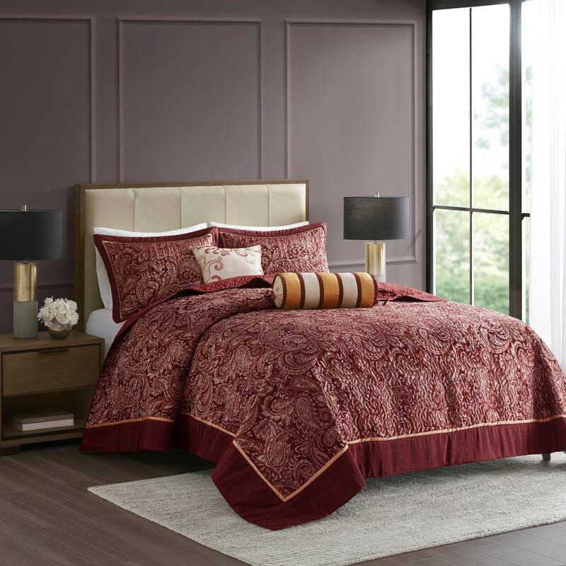 Madison Park Whitman Reversible Oversized 5piece Jacquard Bedspread