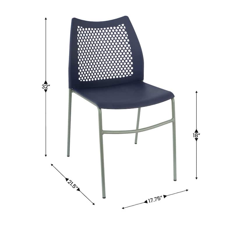 5 Pack Stackable Chair with Vented Back and Waterfall Seat - 17.75"W x 21.5"D x 32"H