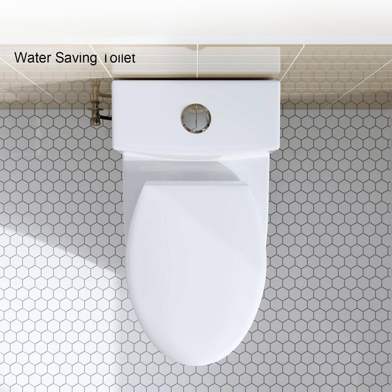 HOROW White One Piece Dual Flush Elongated Toilet 10 Inch Rough In 0.8/1.28 GPF WaterSense - N/A