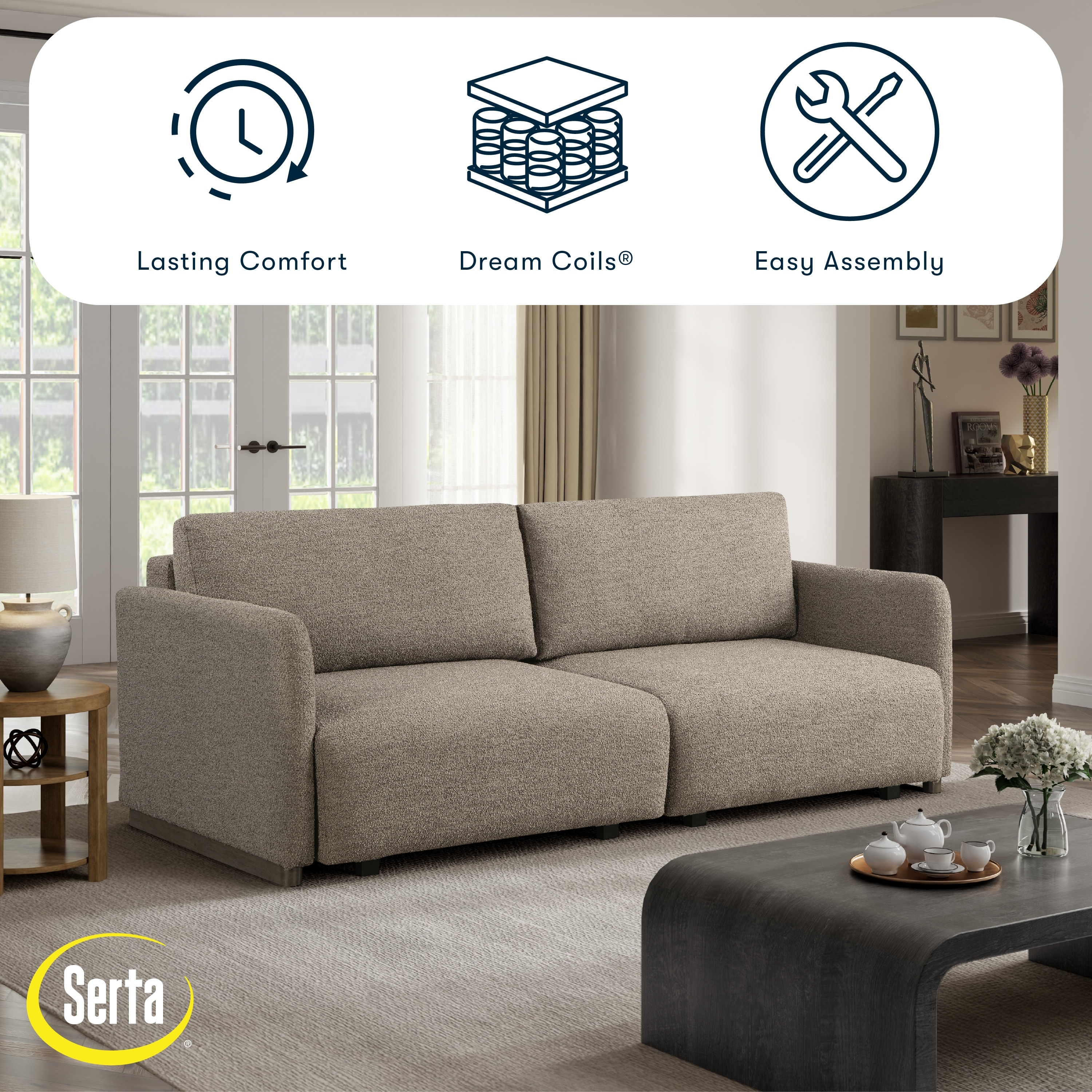 Serta Tyson Convertible Sofa - Overstock - 42627971