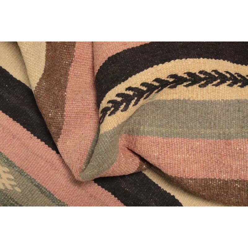 Hand Woven Oriental 100% Wool Carpet Southwestern Tribal Multi-Colored Kilim Area Rug - 10' 3'' X 6' 1''