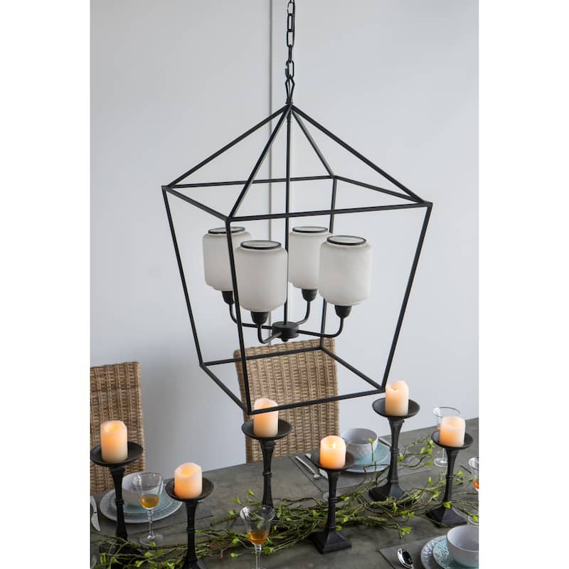 21.7x21.7x33.5 " Iron Chandelier, Sleek Industrial Style Hanging Light Fixture, Bulb Not Included