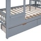 preview thumbnail 11 of 9, Full-Over-Full Bunk Bed with 2 Drawers, Castle Style Bed with 3 Storage Shelves, Storage Bed with Slide, Gray