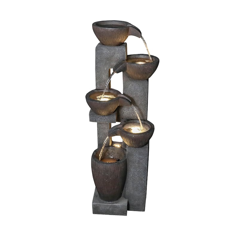 5-Tier Outdoor Water Fountain w/ Lights Water Feature