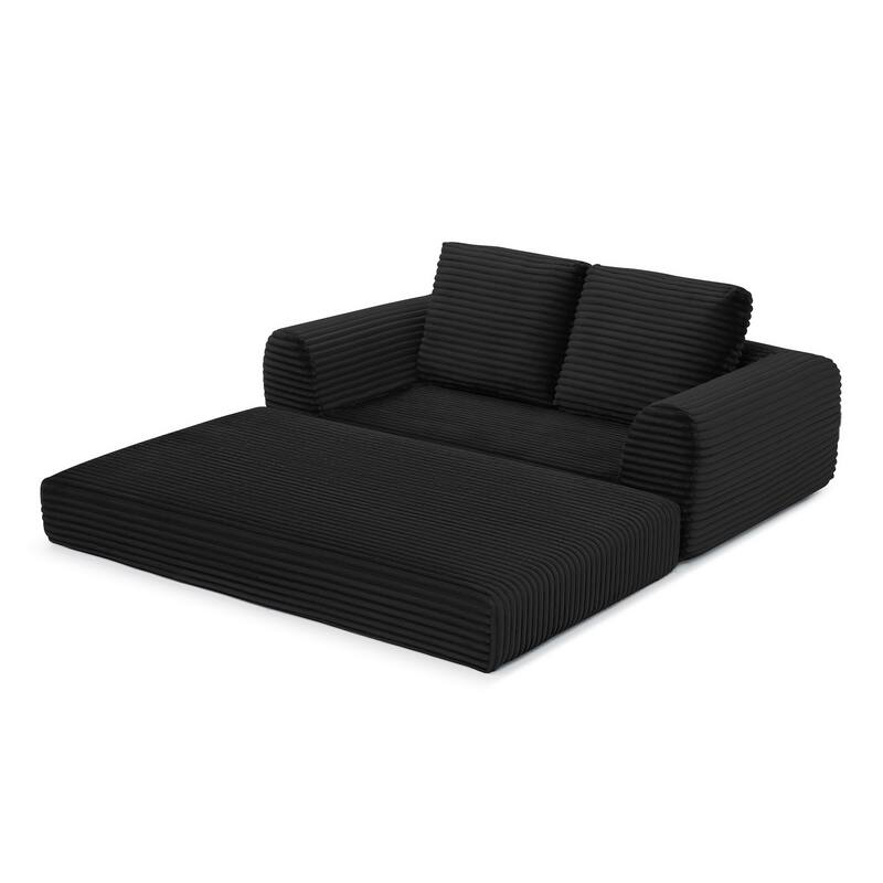 Sofa Bed Sleeper Sofa with 2 Pillows, Black Upholstered Sofa Couch Loveseat 2-Seater Sofa Couch with Armrests