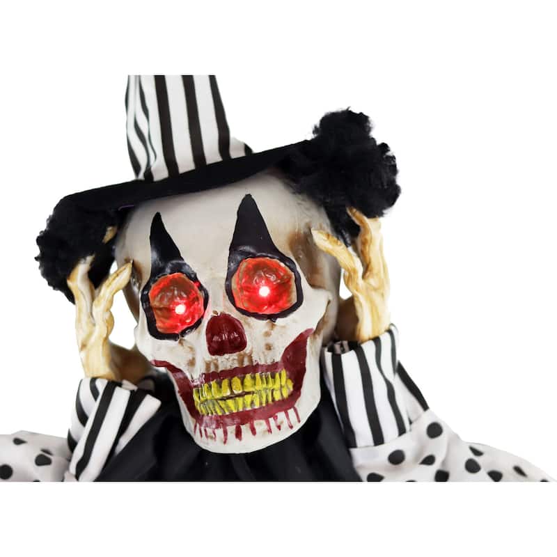 Haunted Hill Farm 5.75-Ft. Animatronic Clown, Indoor/Covered Outdoor Halloween Decoration, Red LED Eyes, Poseable, Tucker
