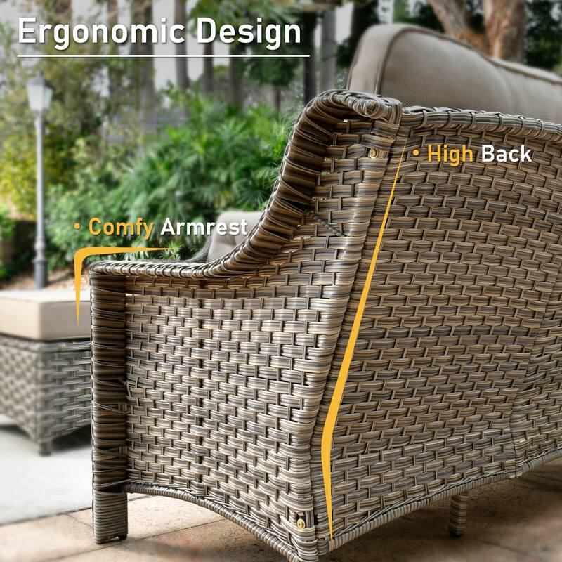 HOOOWOOO 6-pieces Wicker Patio Furniture Conversation Set with Coffee Table
