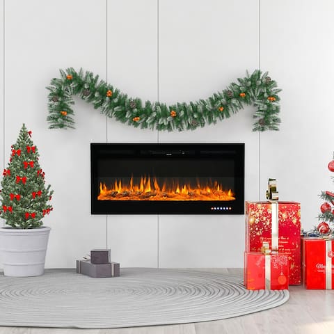 Wall-Mounted Recessed Electronic Fireplace -Realistic 9 Color Flame