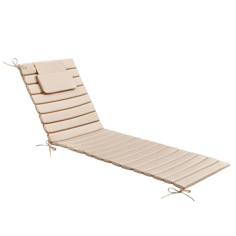 Pellebant Outdoor Chaise Lounge Cushions Patio Lounger Pad with Straps - 1PC-79.9'' - Beige