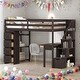 preview thumbnail 21 of 55, Modern Twin Size Loft Bed With 4 Storage Drawers,Desk,Shelves and Stairs,Solid Construction