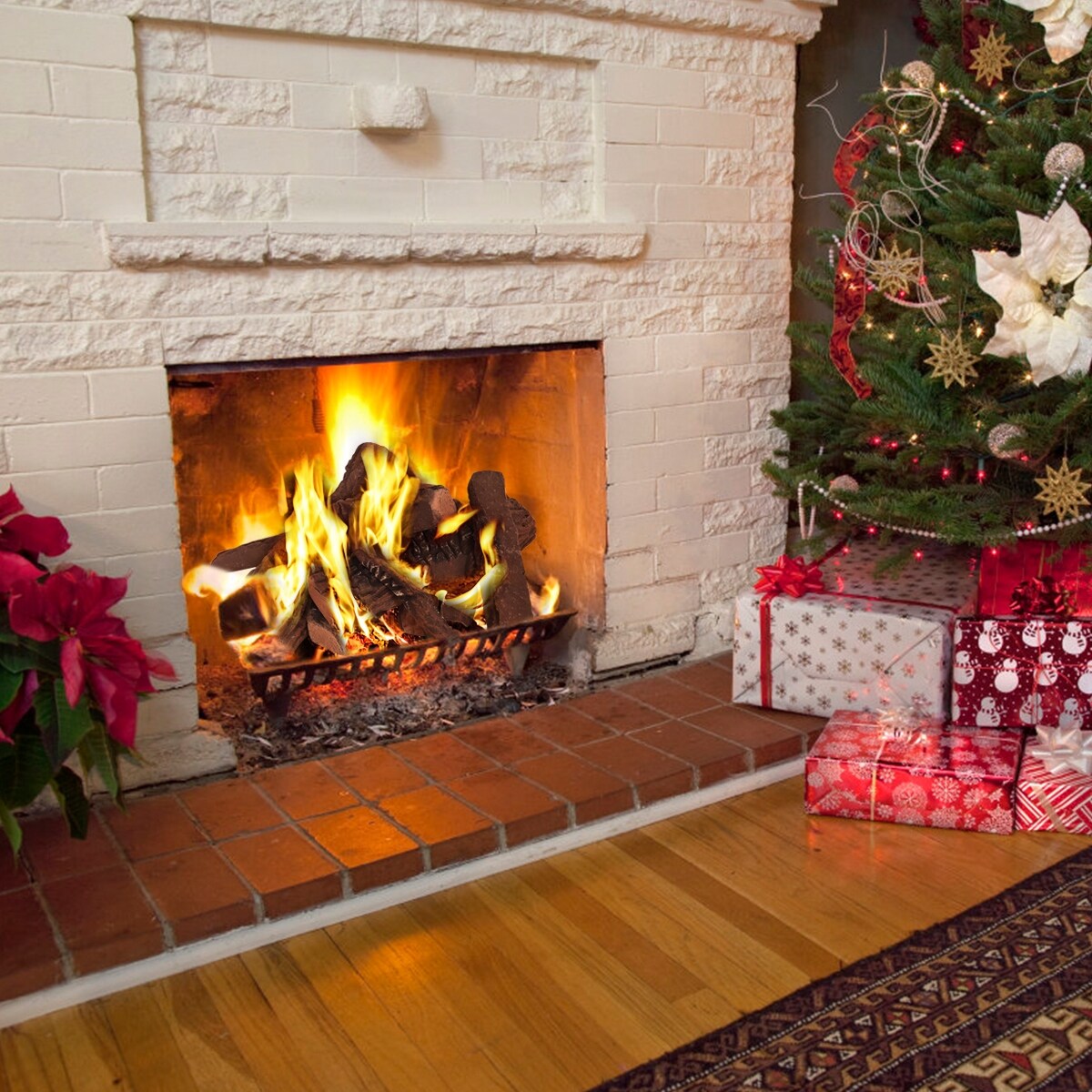 Shop Costway 10pcs Ceramic Wood Logs Gas Fireplace Imitation Wood