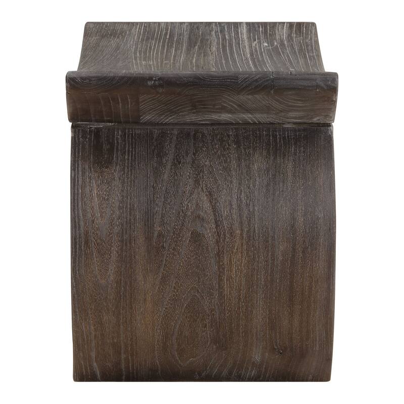 Scooped Seat Wooden Accent Stool - 18" - Walnut Brown