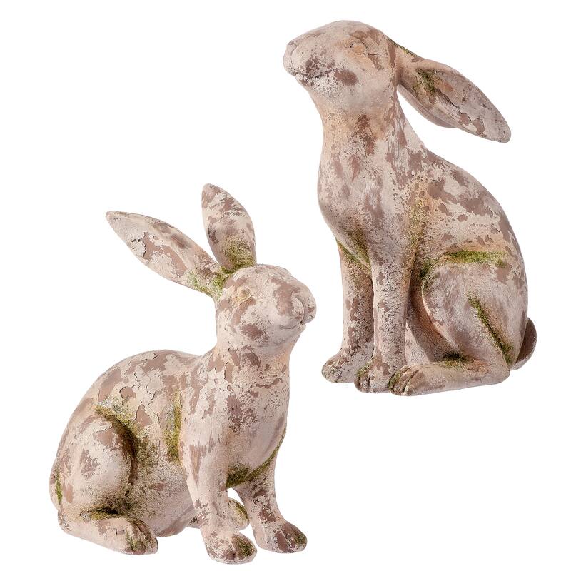 8.5"-9" Resin Mossed Bunny Set of 2