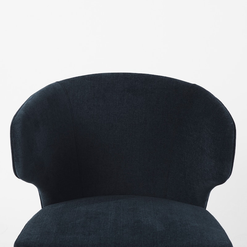 Niles Navy Blue Fabric Seat w/ Medium Brown Solid Wood Legs Wingback Dining Chair - 21.6"W x 25"D x 31.8"H