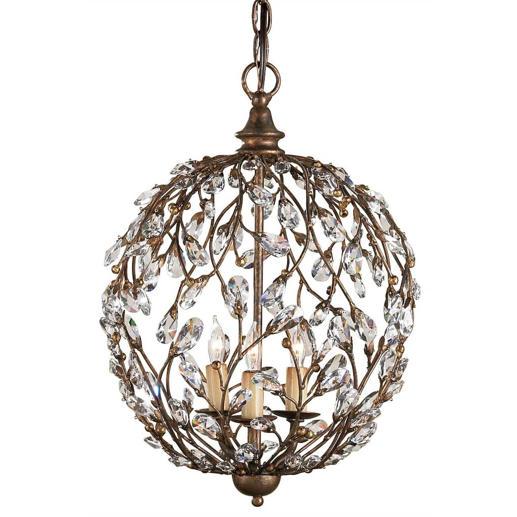 Currey & Company Crystal Bud Gold Orb Chandelier - 18"h x 13"dia