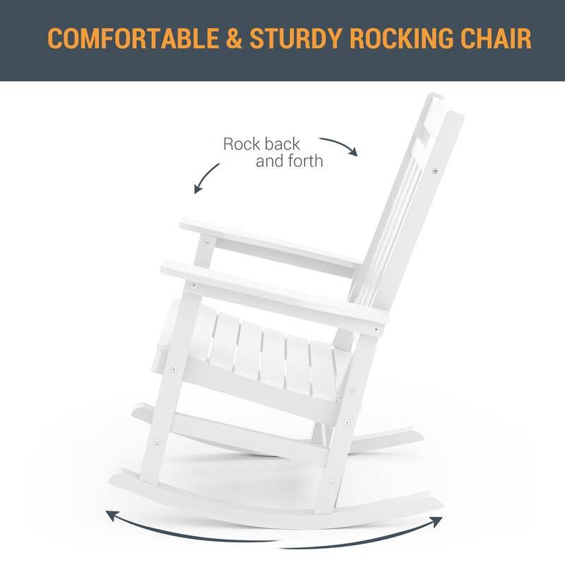 LIVOOSUN Patio Adirondack Chair Outdoor Plastic Rocking Chair