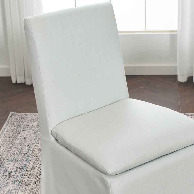 KINWELL Performance Fabric Slipcover Dining Chair Side Chair With Casters
