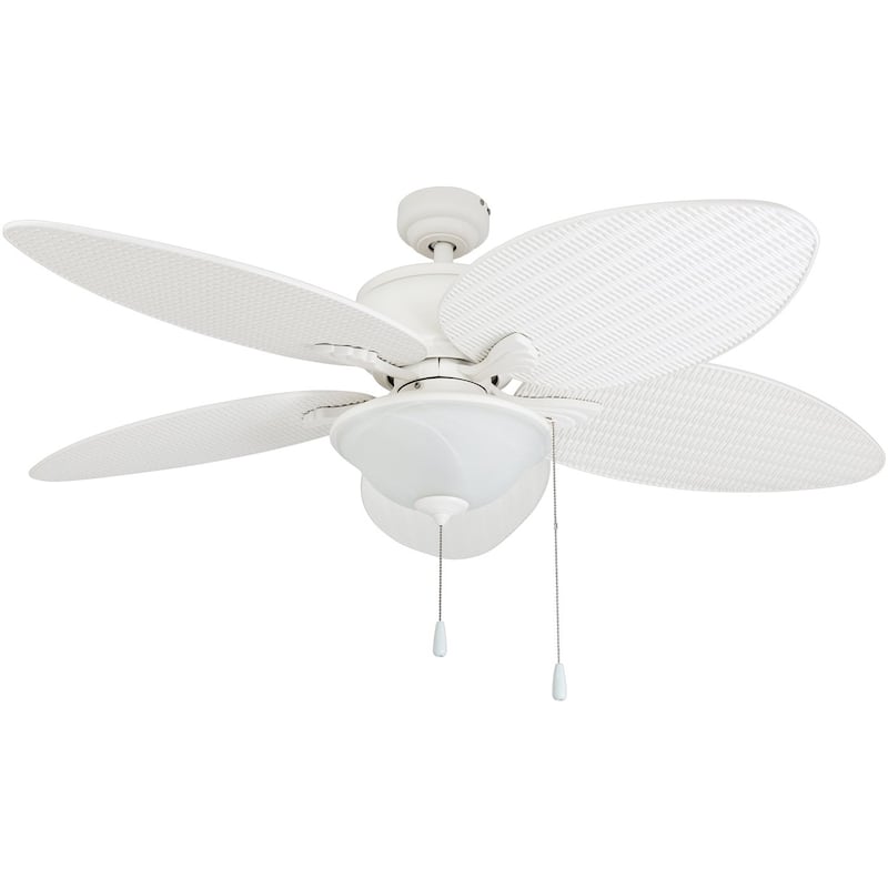 52" Solana Outdoor LED Ceiling Fan, White - 52-inch