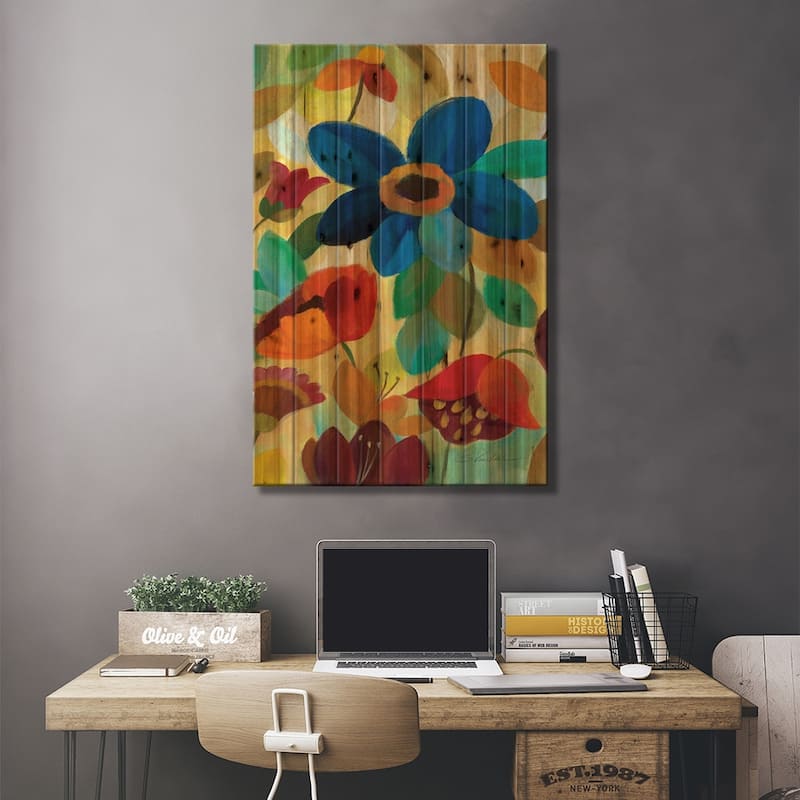 Summer Floral Panel I Print On Wood by Silvia Vassileva - Multi-Color