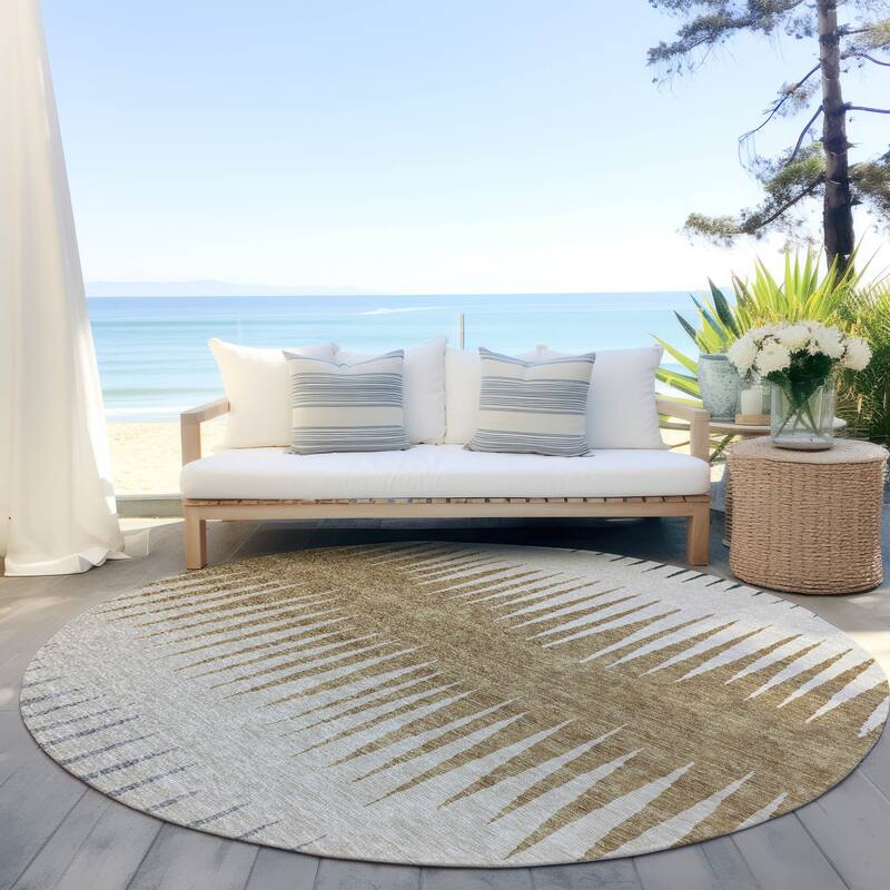 Machine Washable Indoor/ Outdoor Chantille Contemporary Ombre Rug - Charcoal - 8' x 8'