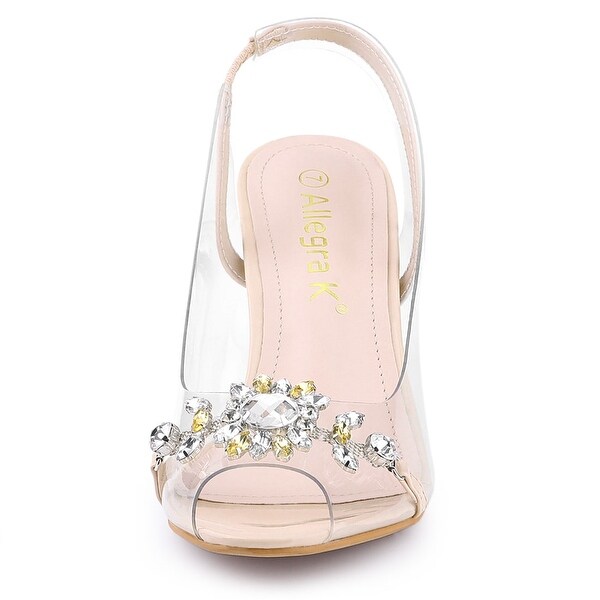 clear flower heels