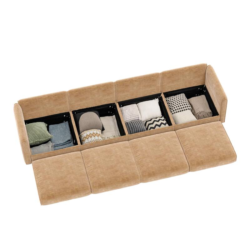 GDFStudio - Oberon Chenille 4-Seater Sofa With Storage Seat