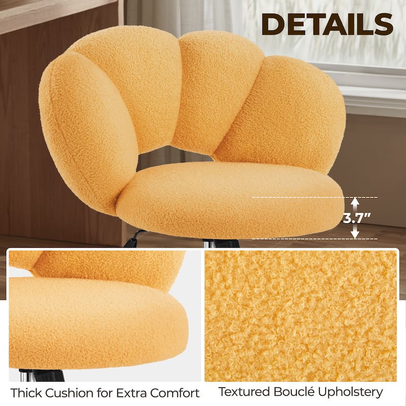 Yaheetech Upholstered Desk Chair Rolling Computer Chair with Cloud-shaped Backrest