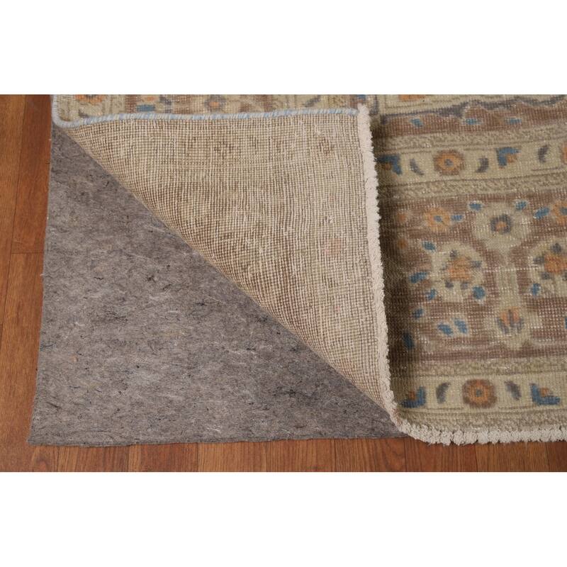 Brown Medallion Tabriz Persian Area Rug Handmade Floral Wool Carpet - 9'7"x 12'3"