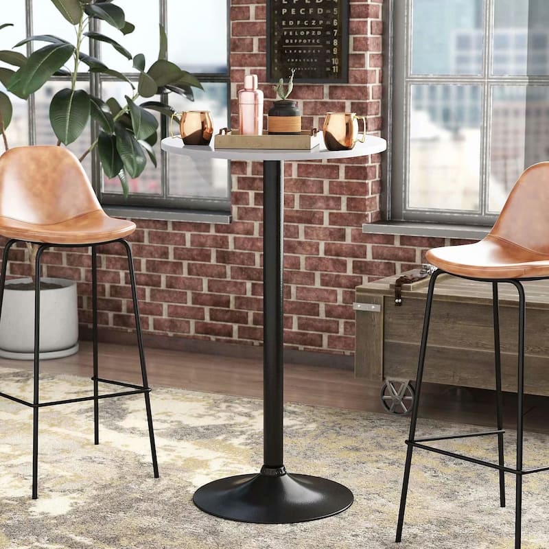 Homall Bistro Pub Table Round Bar Height Cocktail Table Metal Base MDF Top Obsidian Table with Black Leg 23.8inch Top - N/A