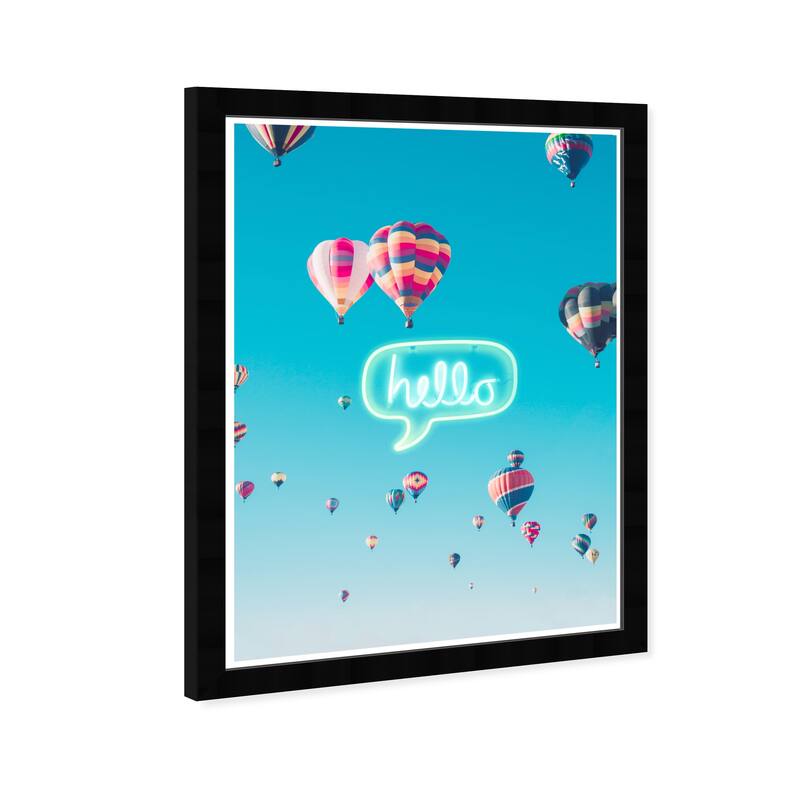 Wynwood Studio Prints Typography and Quotes Hello Balloons Blue and Celeste Modern & Contemporary Wall Art Canvas Print