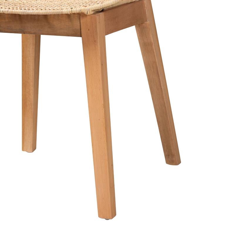 Sabelle Japandi Natural Brown Mahogany and Rattan 2-Piece Dining Chair Set
