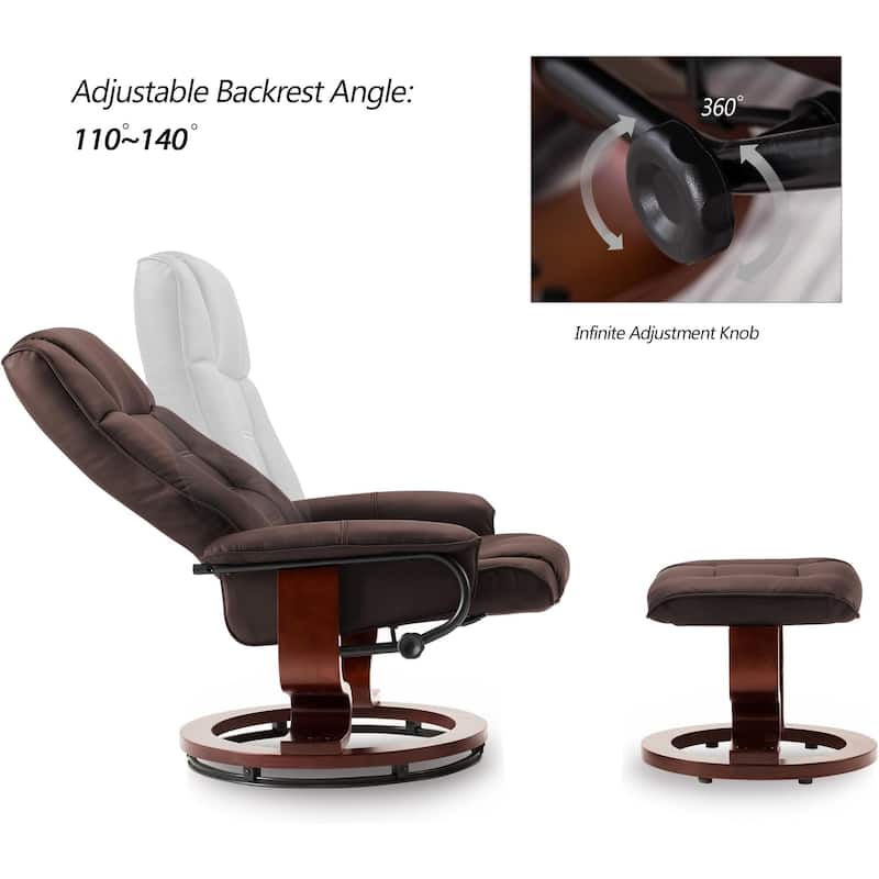 MCombo Swivel Recliner Chair with Wood Base and Ottoman