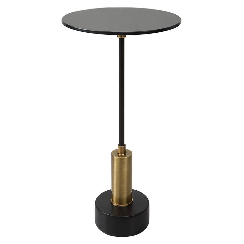 Uttermost 25242 Spector 12" Wide Glass, Iron, Marble, MDF Table - Satin Black