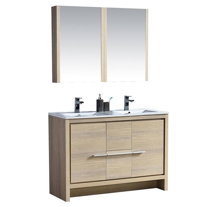 Solid Wood Bathroom Vanity with Mirror Medicine Cabinet