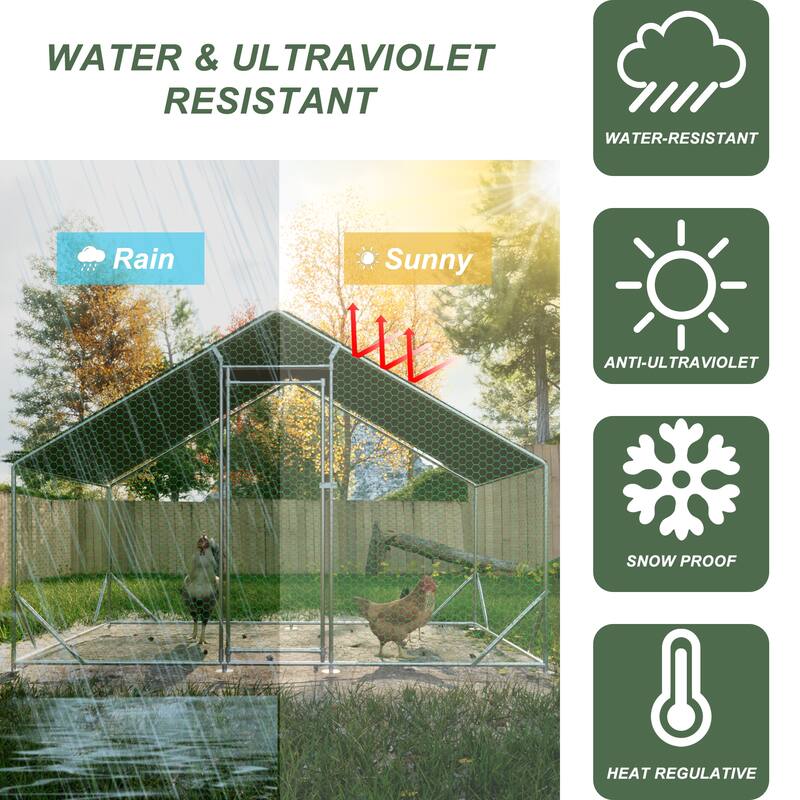 GDFStudio - Anderson Galvanized Walk in Chicken Coop Heavy Duty Wire