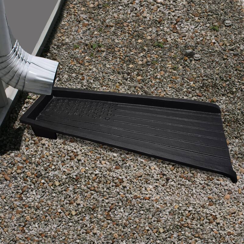 USA Patriotic Flag Cast Aluminum Downspout Gutter 24 in. Splash Block - Black