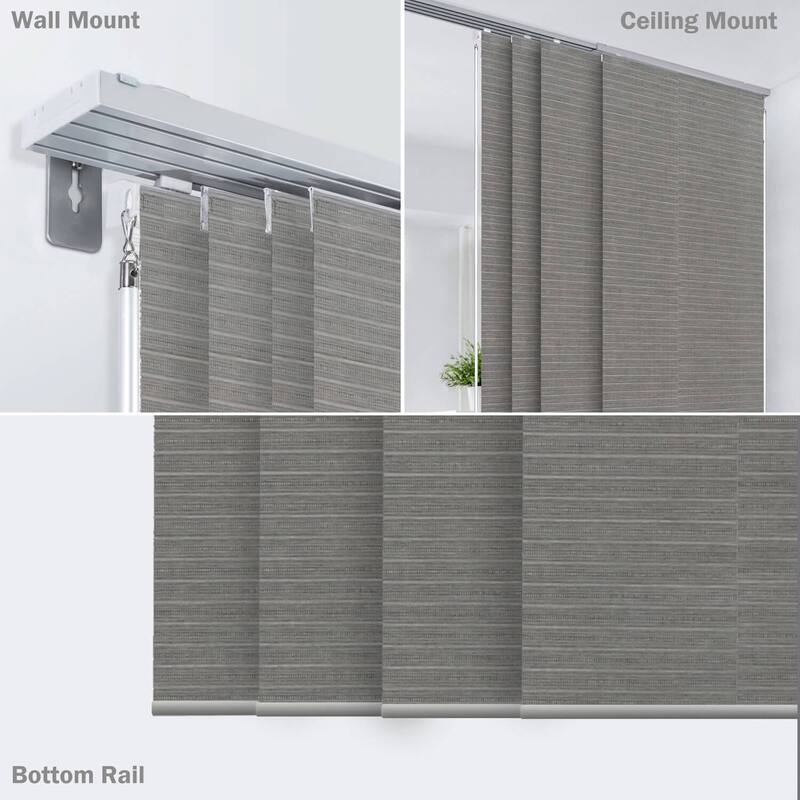 GoDear Design Natural Woven Adjustable Sliding Panel Track Blinds, Vertical Blinds, Timeless Series, 45.8"- 86" W x 96" L